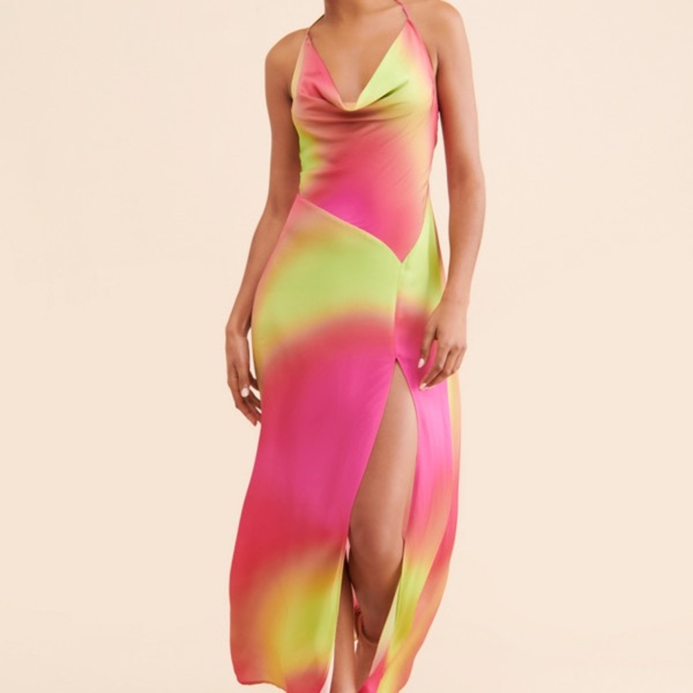 Free People Pink and Orange Halter Dress